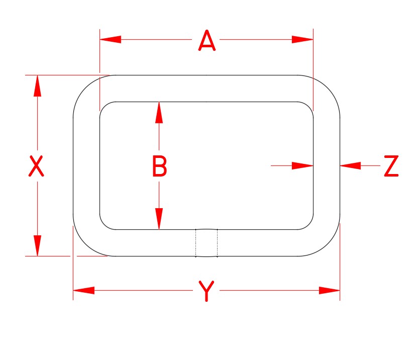 Stainless Steel Rectangular Link, S0139-R525, S0139-R550, S0139-R650, S0139-R865, S0139-R875, Line Drawing